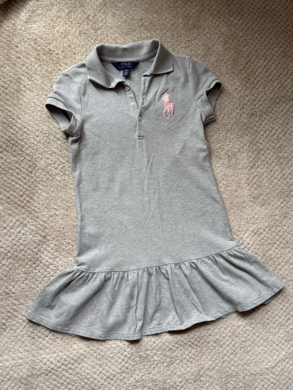 Polo by Ralph Lauren Light Gray Polo Shirt with Pink Pony